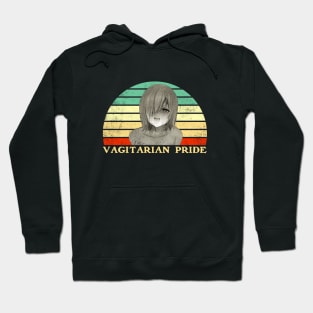 Vagitarian Pride - Lesbian Anime Pun - Retro Sunset Hoodie